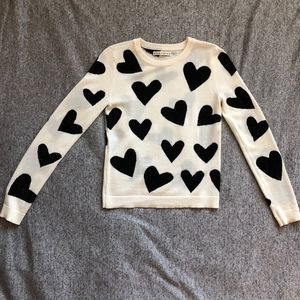 Alice + Olivia Black Heart Sweater Bead Detail